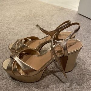 Schutz gold platform heels